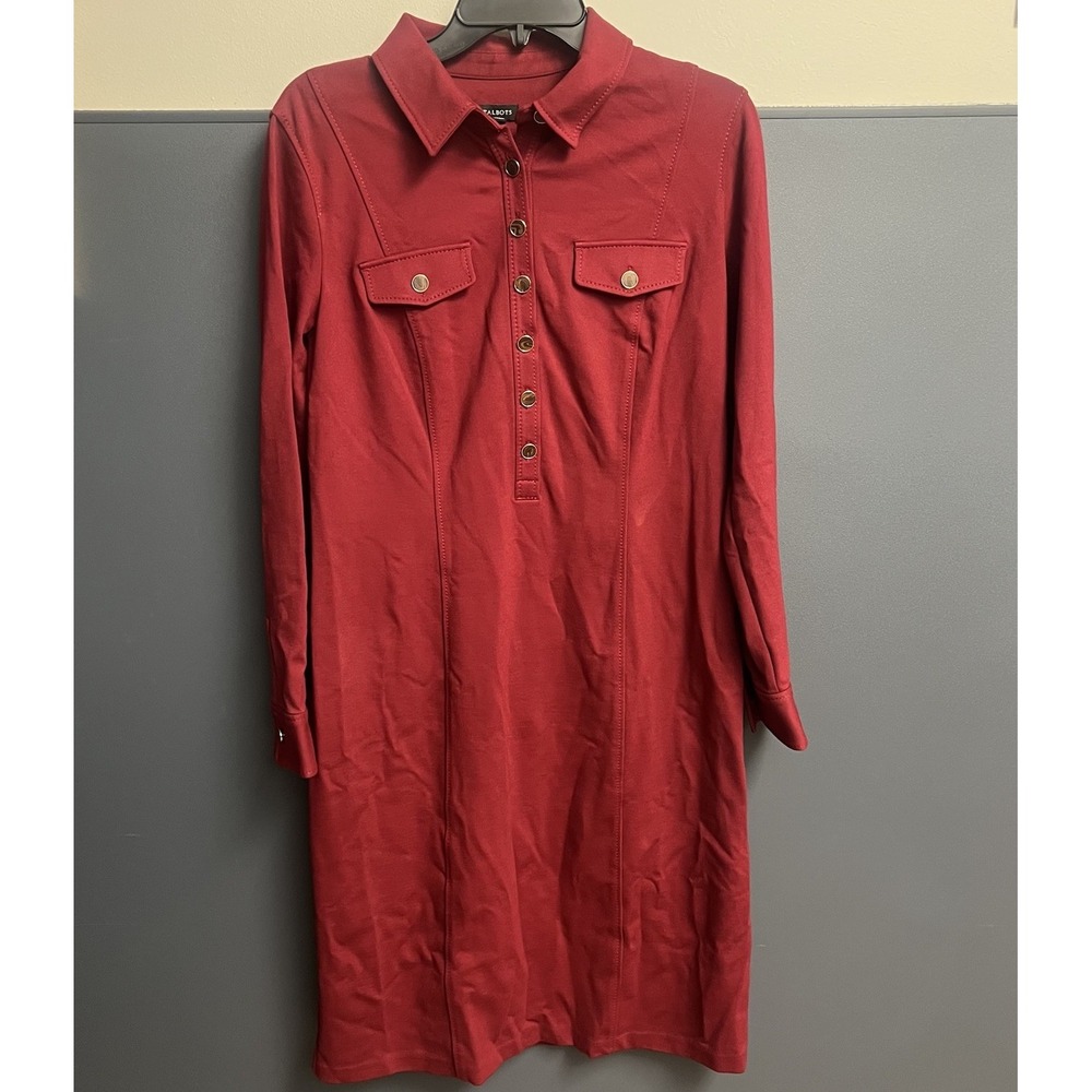 Talbots Dress Womens Size 10 Burgundy‎ Knit Long Sleeves NWT